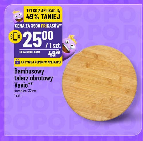 Talerz obrotowy bambusowy Vavio promocja w POLOmarket