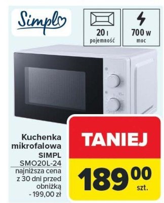 Kuchenka mikrofalowa SMO20L-24 SIMPL promocja w Carrefour