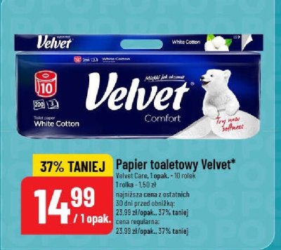 Papier toaletowy Velvet White Cotton promocja w POLOmarket