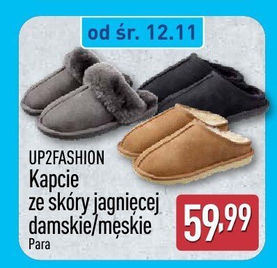 Kapcie ze skóry jagnięcej męskie  promocja w Aldi