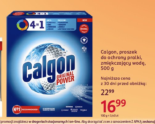 Proszek zmiękczający wodę przeciw kamieniowi Calgon promocja w Rossmann