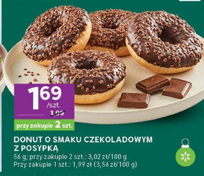 Donut o smaku czekoladowym z posypką promocja w Stokrotka