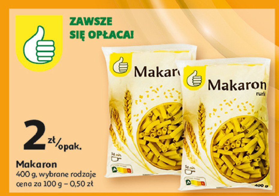 Makaron rurki Podniesiony kciuk promocja w Auchan