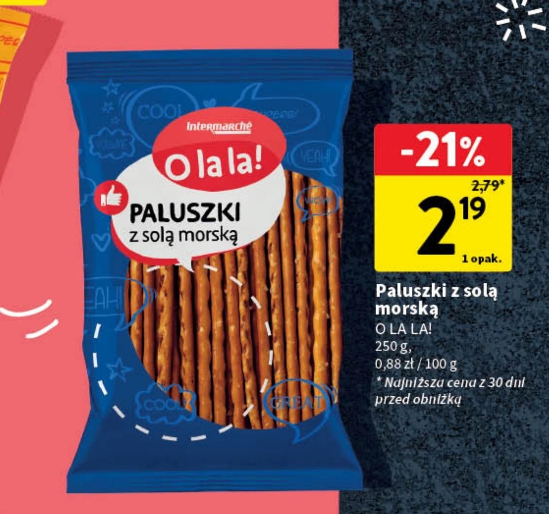 Paluszki z solą morską O la la! promocja w Intermarche