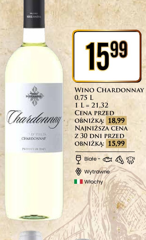 Wino białe wytrawne CHARDONNAY promocja