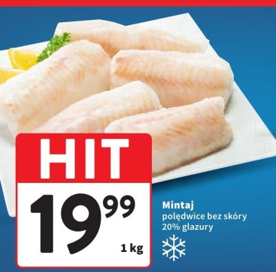 Mintaj polędwice bez skóry 20% glazury promocja w Intermarche