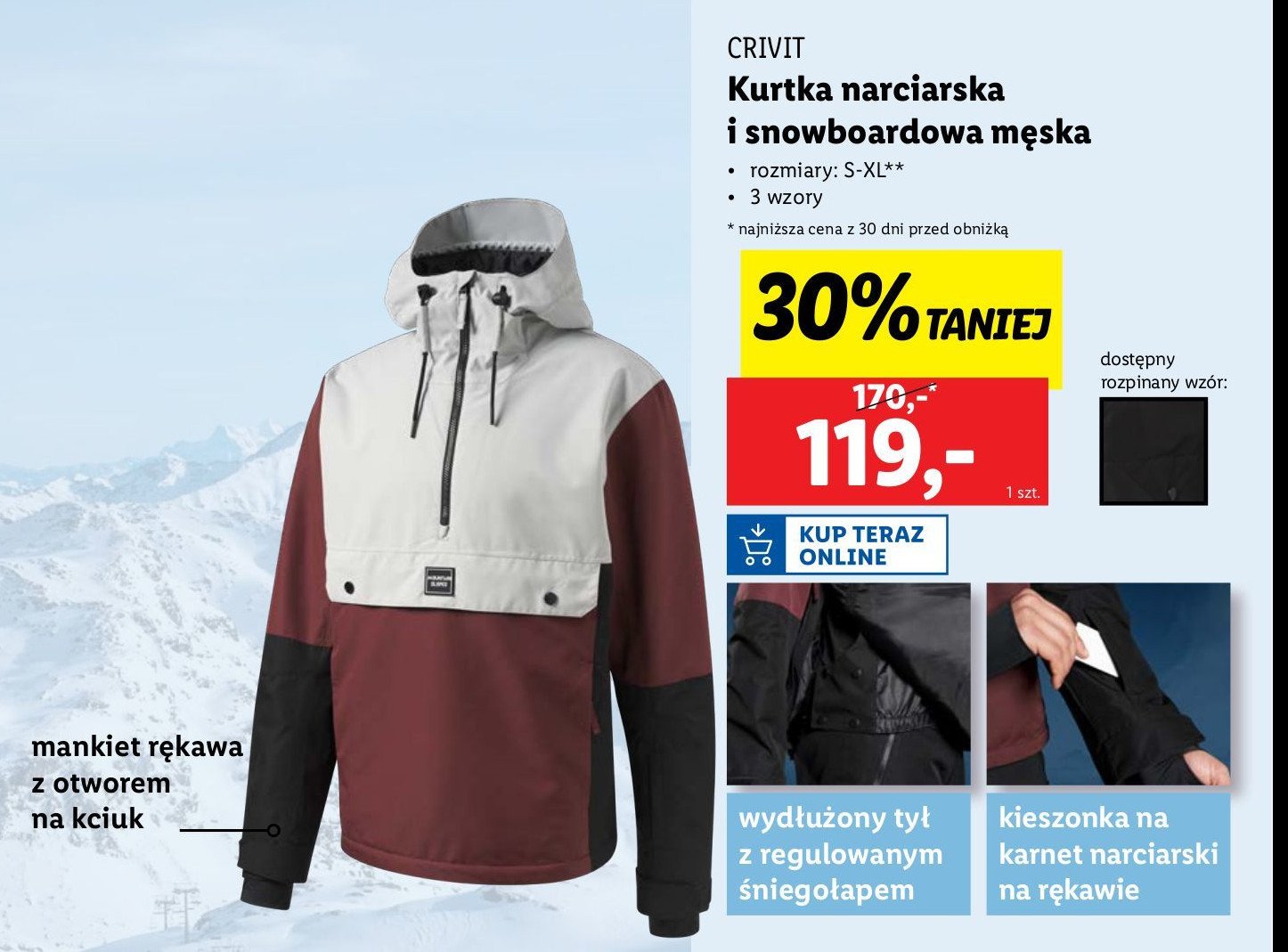 Kurtka narciarska męska Crivit promocja w Lidl