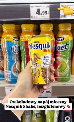 Napój mleczny Nesquik Shake czekoladowy bezglutenowy promocja w Intermarche