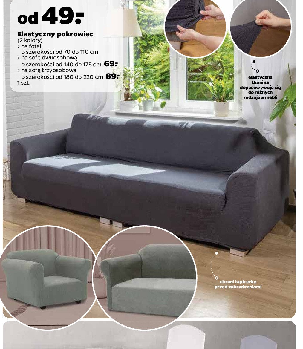 Pokrowiec elastyczny na kanapę/sofę 3-osobową 187 x 243 cm promocja