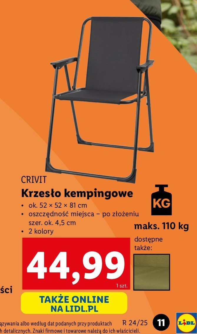 Krzesełko kempingowe Crivit promocja w Lidl