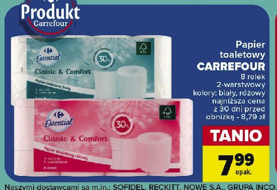 Papier toaletowy różowy Carrefour essential promocja w Carrefour Market