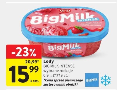 Lody BIG MILK INTENSE wybrane rodzaje promocja w Intermarche