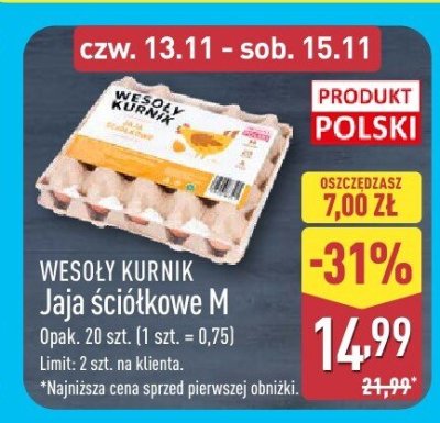 Jaja ściółkowe M promocja w Aldi