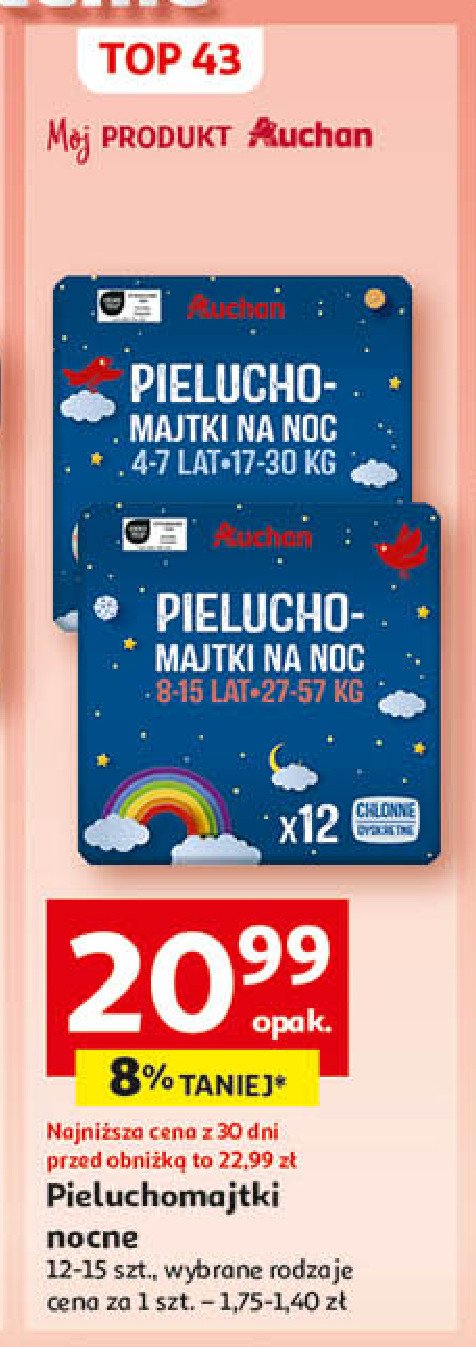 Pieluchomajtki 4-7 Auchan różnorodne (logo czerwone) promocja