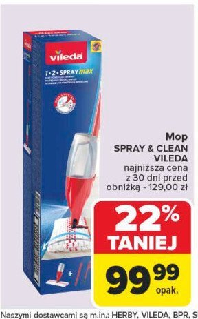 Mop 1-2 spray max Vileda promocja w Carrefour