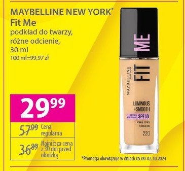 Podkład luminous + smooth 220 natural beige Maybelline fit me! promocja