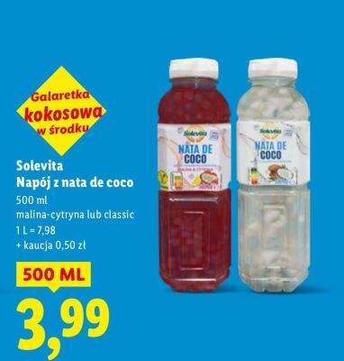 Napój Solevita z nata de coco malina-cytryna lub classic promocja w Lidl