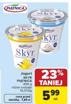 Jogurt SKYR PIĄTNICA 450g różne rodzaje 13,31/kg promocja w Carrefour Market