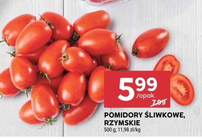 Pomidory śliwkowe, rzymskie 500g promocja w Stokrotka