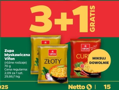 Zupa błyskawiczna, różne rodzaje 3+1 GRATIS promocja w Netto