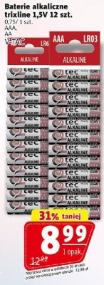 Baterie alkaliczne trixline 1,5V 12 szt. V-TAC promocja w Prim Market