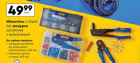 Nitownica ręczna z nitami 600 szt Niteo tools promocja w Biedronka