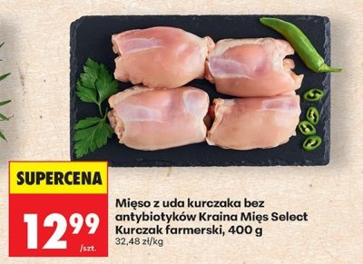 Mięso z uda kurczaka bez antybiotyków Kraina Mięs Select Kurczak farmerski 400g promocja w Biedronka