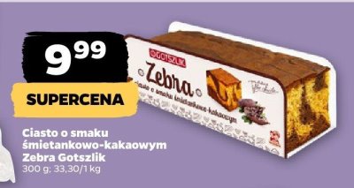 Ciasto o smaku śmietankowo-kakaowym Zebra promocja w Netto