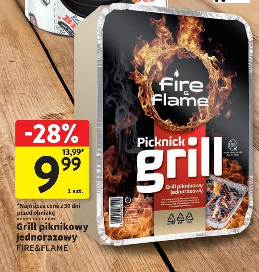 Grill piknikowy jednorazowy Fire & flame promocja w Intermarche