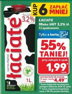 Mleko Łaciate UHT 3,2% tł. 1L promocja w Kaufland