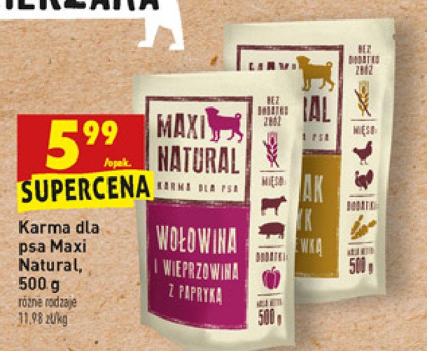 Karma dla psa kurczak i indyk Maxi natural promocje