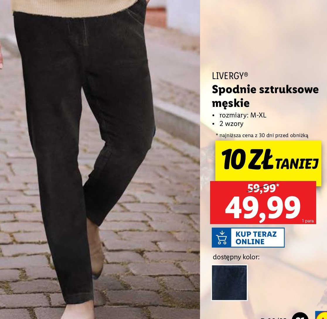 Spodnie sztruksowe m-xl Livergy promocja w Lidl