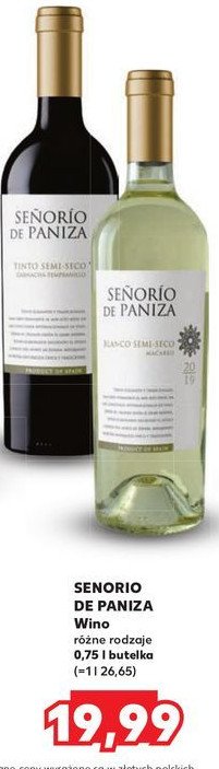 Wino SENORIO DE PANIZA BIANCO promocja w Kaufland