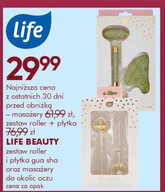 Zestaw Life Beauty roller i płytka gua sha oraz masażery promocja w Super-Pharm