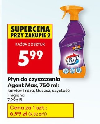 Płyn do czyszczenia Agent Max tłuszcz, czystość i higiena promocja w Biedronka