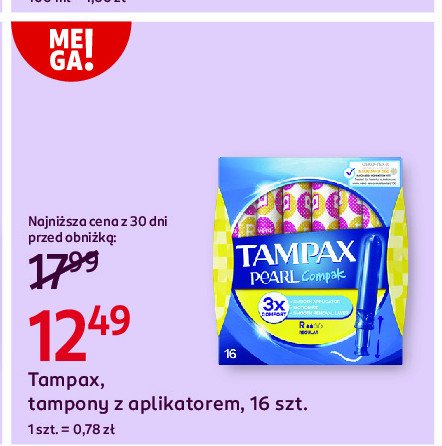 Tampony regular Tampax compak pearl promocja