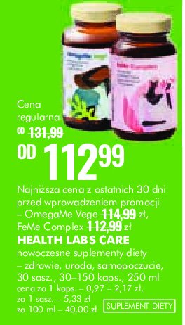 Suplementy diety HEALTH LABS CARE OMEGAME promocja
