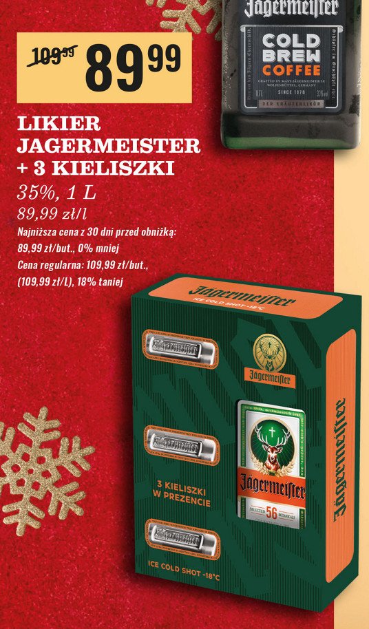 Likier + 3 szklanki Jagermeister promocja w Biedronka