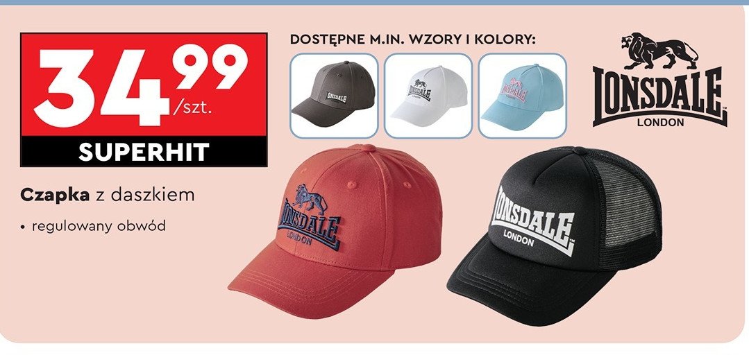 Czapka damska z daszkiem LONSDALE promocja w Biedronka