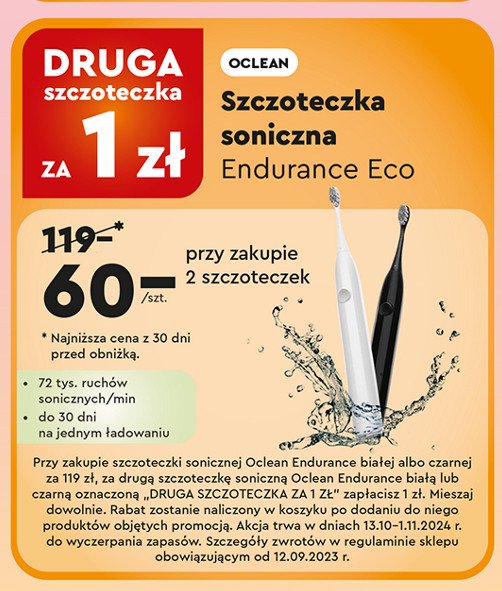 Szczoteczka endurance eco czarna Oclean promocja