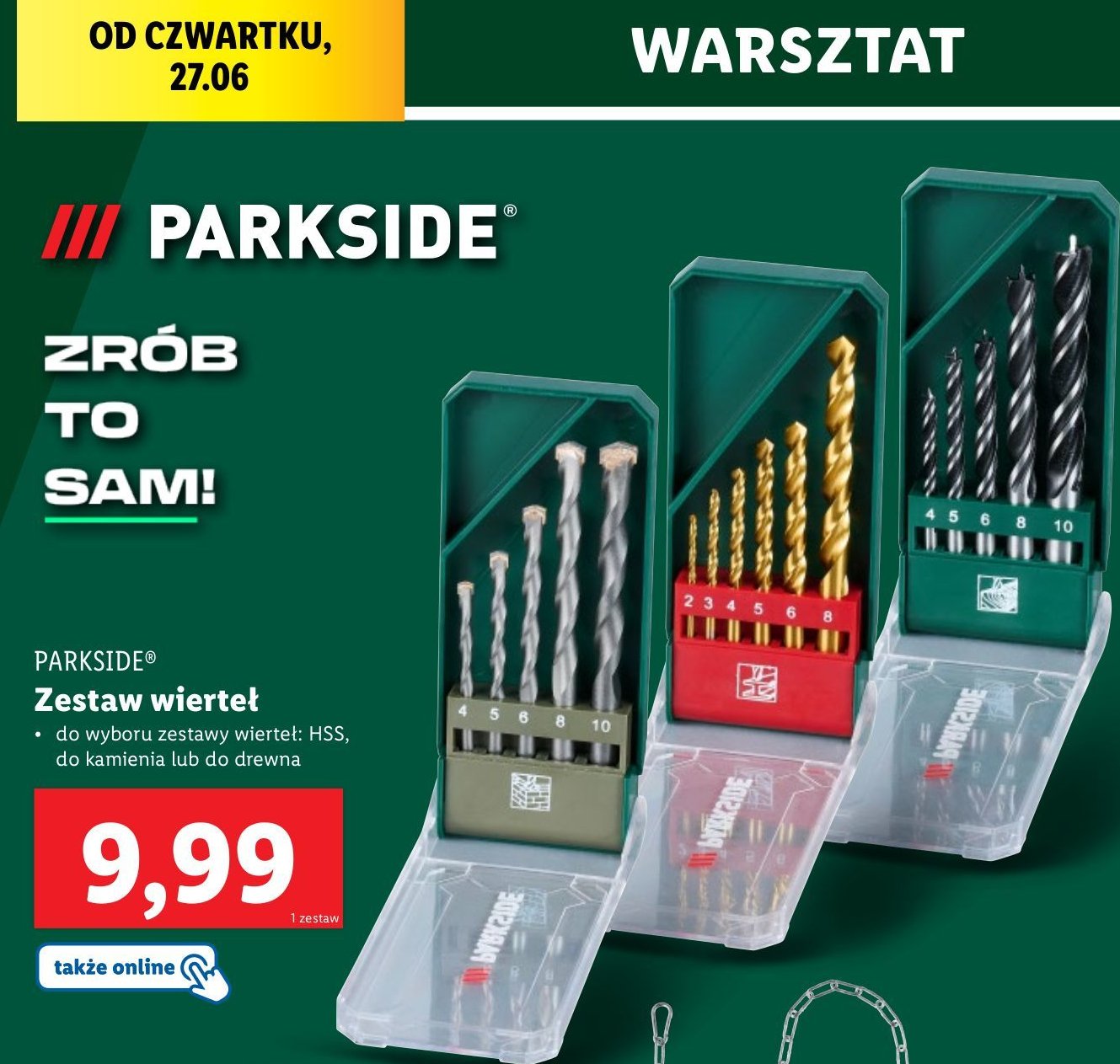 Wiertła spiralne hss Parkside promocja