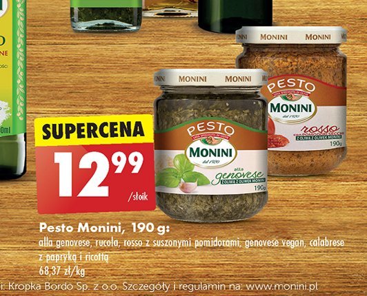 Pesto calabrese z papryką i ricottą Monini promocja w Biedronka