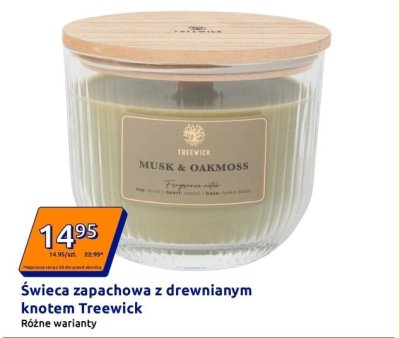 Świeca zapachowa z drewnianym knotem Treewick Różne warianty promocja w Action