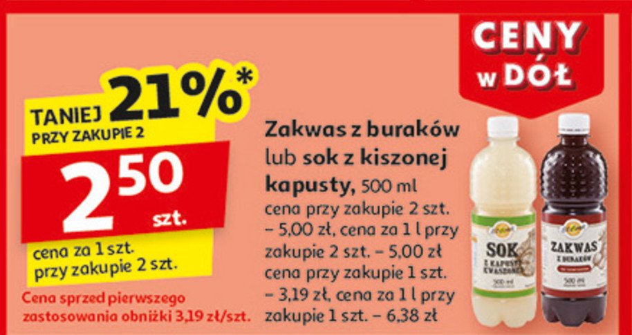 Sok z kapusty kwaszonej Stefanek promocja w Auchan