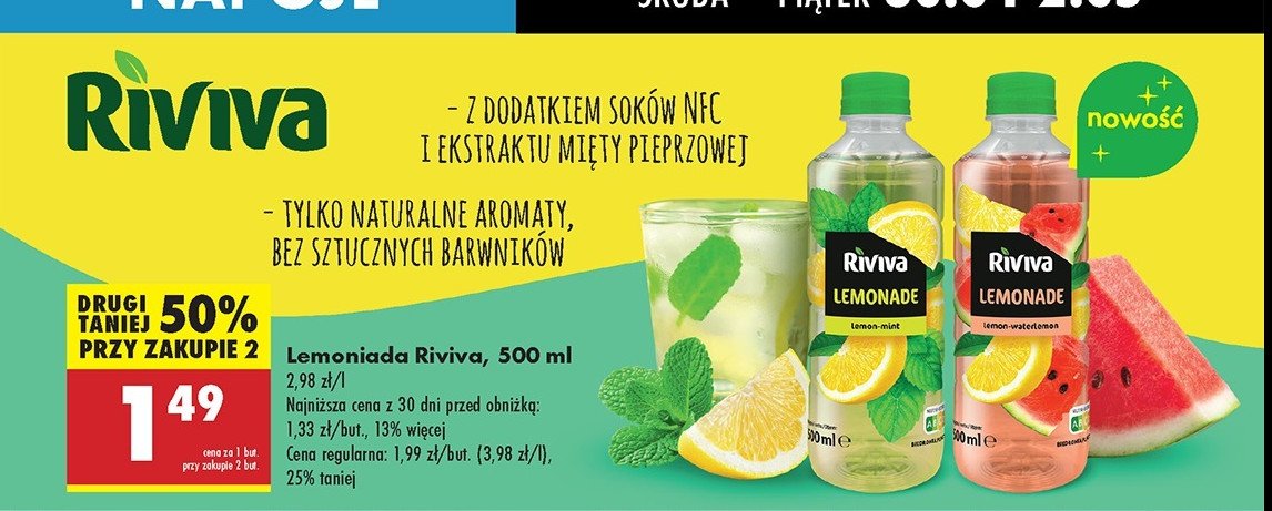 Lemoniada lemon-mint Riviva promocja w Biedronka