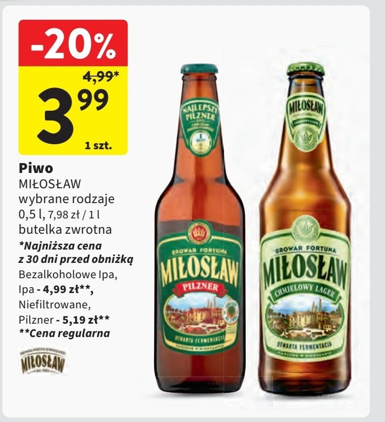 Piwo Miłosław niefiltrowane promocja