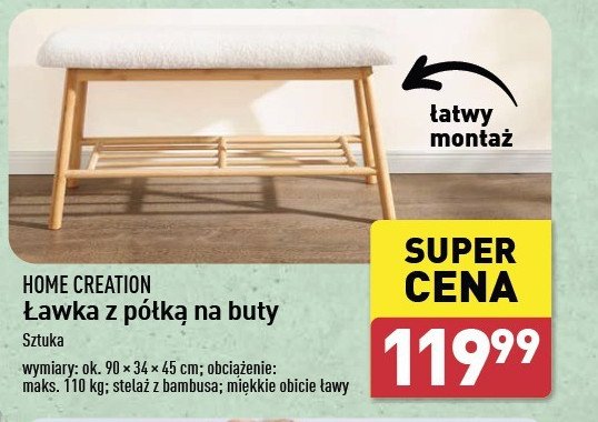 Ławka z półką na buty Home creation promocja