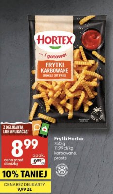 Frytki Hortex karbowane, proste promocja w Delikatesy Centrum