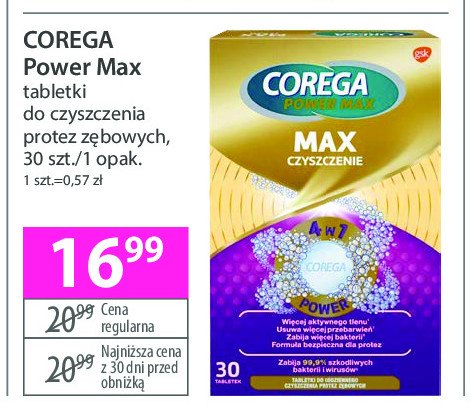 Tabletki do czyszczenia protez Corega power max promocja