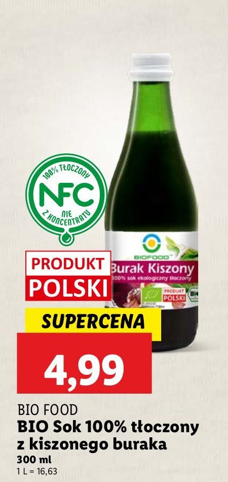 Sok z buraków kiszonych Bio food promocja w Lidl